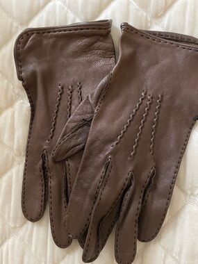 Classic Brown Leather Driving Gloves - Men Accessories